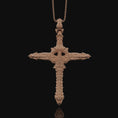 Bild in Galerie-Betrachter laden, Gothic Cross Necklace, Christmas Gift, Biomechanical Cross, Men's Gothic Jewelry, Women's Cross, Gothic Christian Gift Rose Gold Matte
