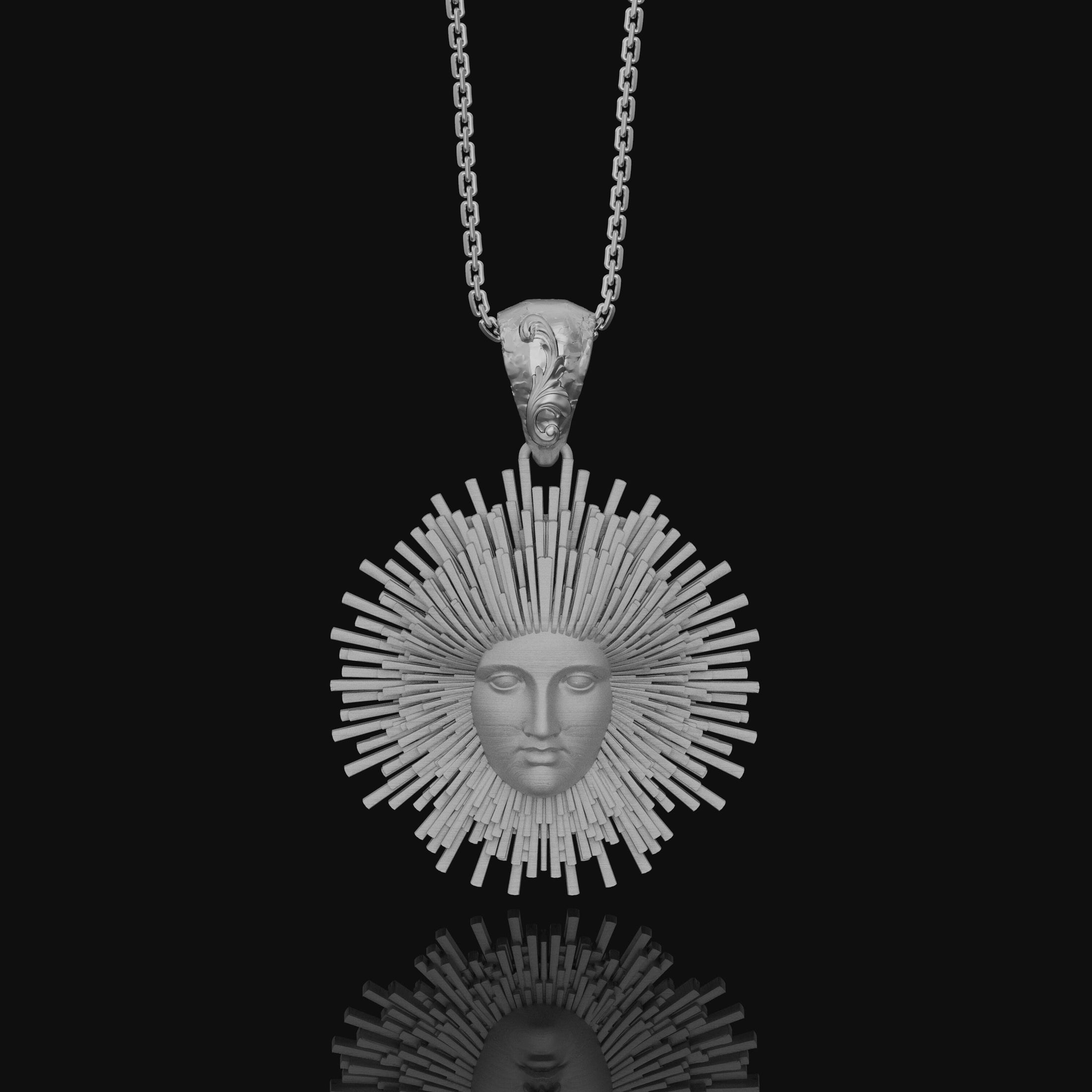 Greek Pendant, Helios Necklace, Sun God, God Of The Sun, Vergina Sun Pendant, Greek God, Silver Sun Pendant, Gold Sun Pendant Polished Matte