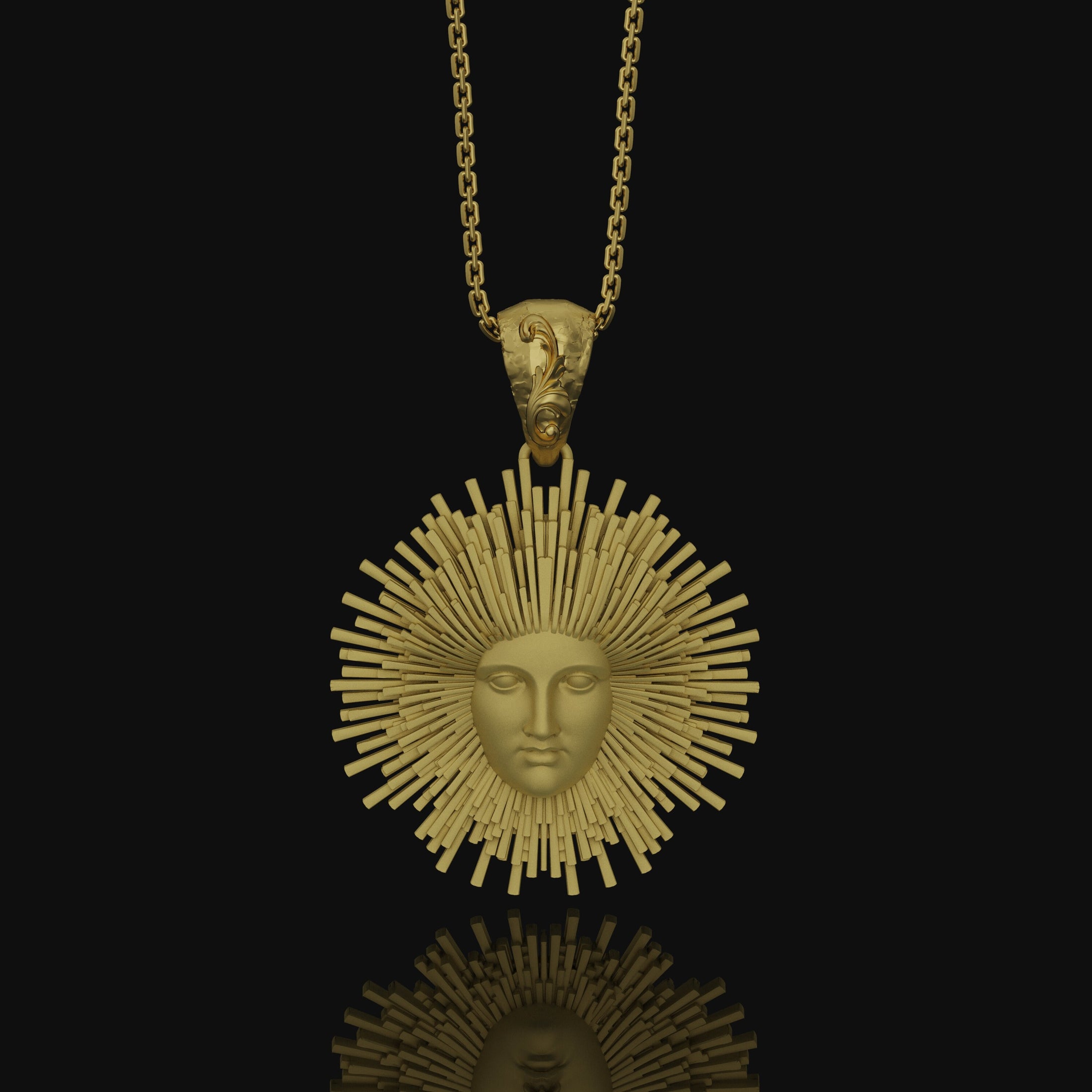 Greek Pendant, Helios Necklace, Sun God, God Of The Sun, Vergina Sun Pendant, Greek God, Silver Sun Pendant, Gold Sun Pendant Gold Matte