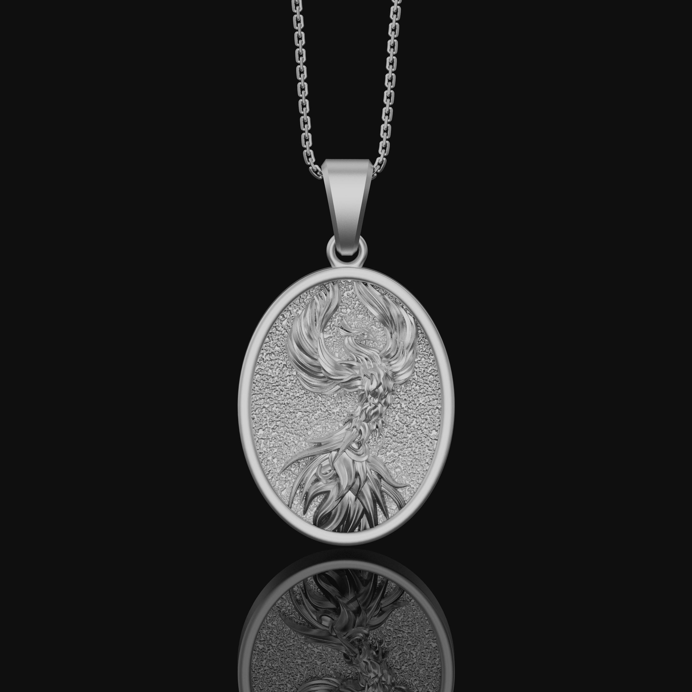 Phoenix Bird Necklace, Strength Medallion, Personalized Gift for Her, Women's Jewelry, Girlfriend Gift Ideas, Men's Phoenix Pendant Polished Finish