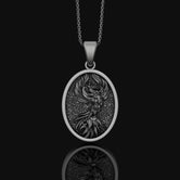 Phoenix Bird Necklace, Strength Medallion, Personalized Gift for Her, Women's Jewelry, Girlfriend Gift Ideas, Men's Phoenix Pendant Oxidized Finish