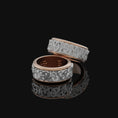 Load image into Gallery viewer, Spinning Celtic Triquetra Viking Wedding Personalized Band, Engravable Inside, Symbol of Eternity & Strength
