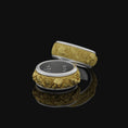Load image into Gallery viewer, Tri-Color Sterling Silver Spinning Ring: Carps, Skull, Clouds & Waves, Engravable, Unique Fusion Bridal Jewelry
