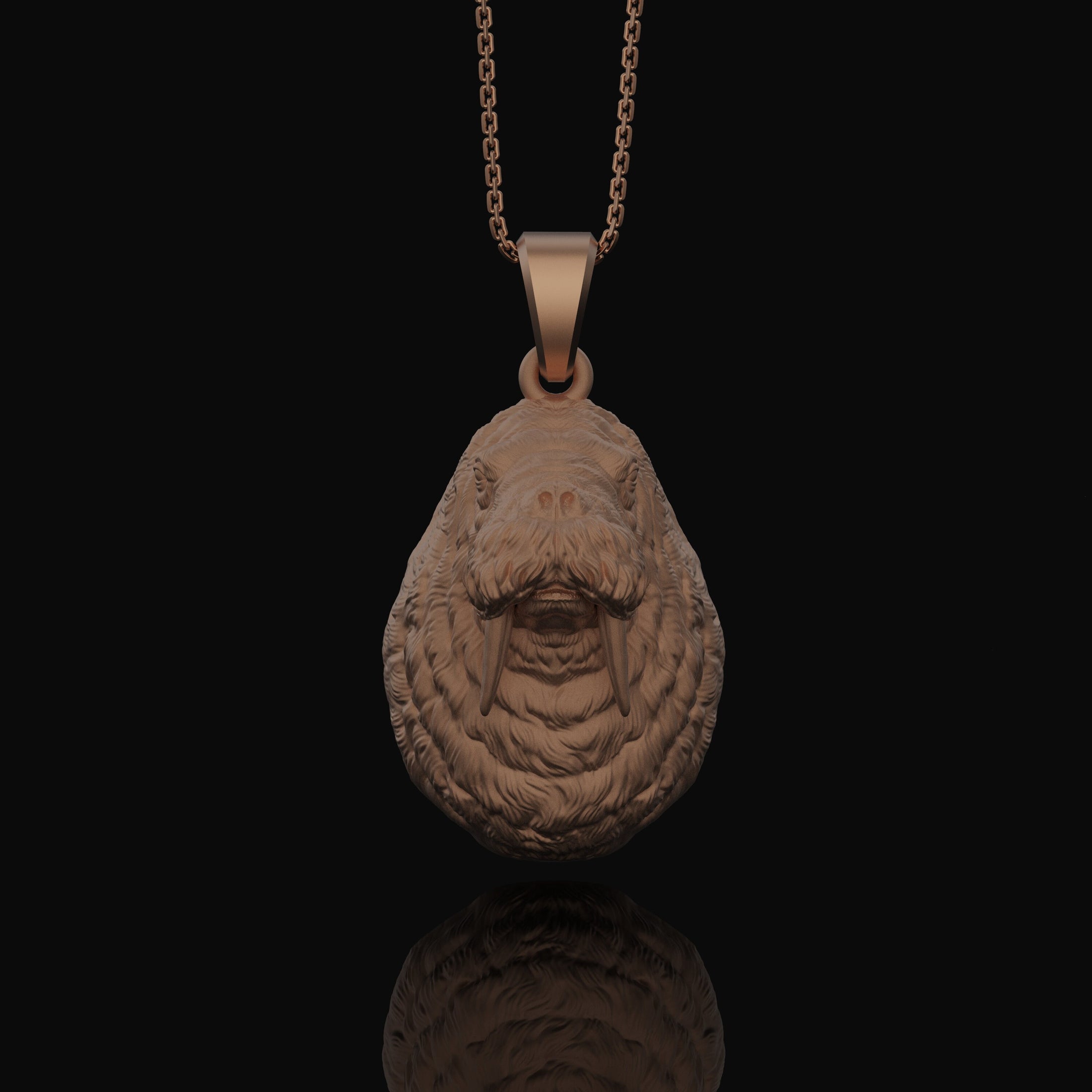 Morse Necklace, Walrus Charm, Arctic Jewelry, Marine Pendant, Sea Mammal, Oceanic, Nautical Gift, Animal Jewelry, Walrus Jewelry Rose Gold Matte