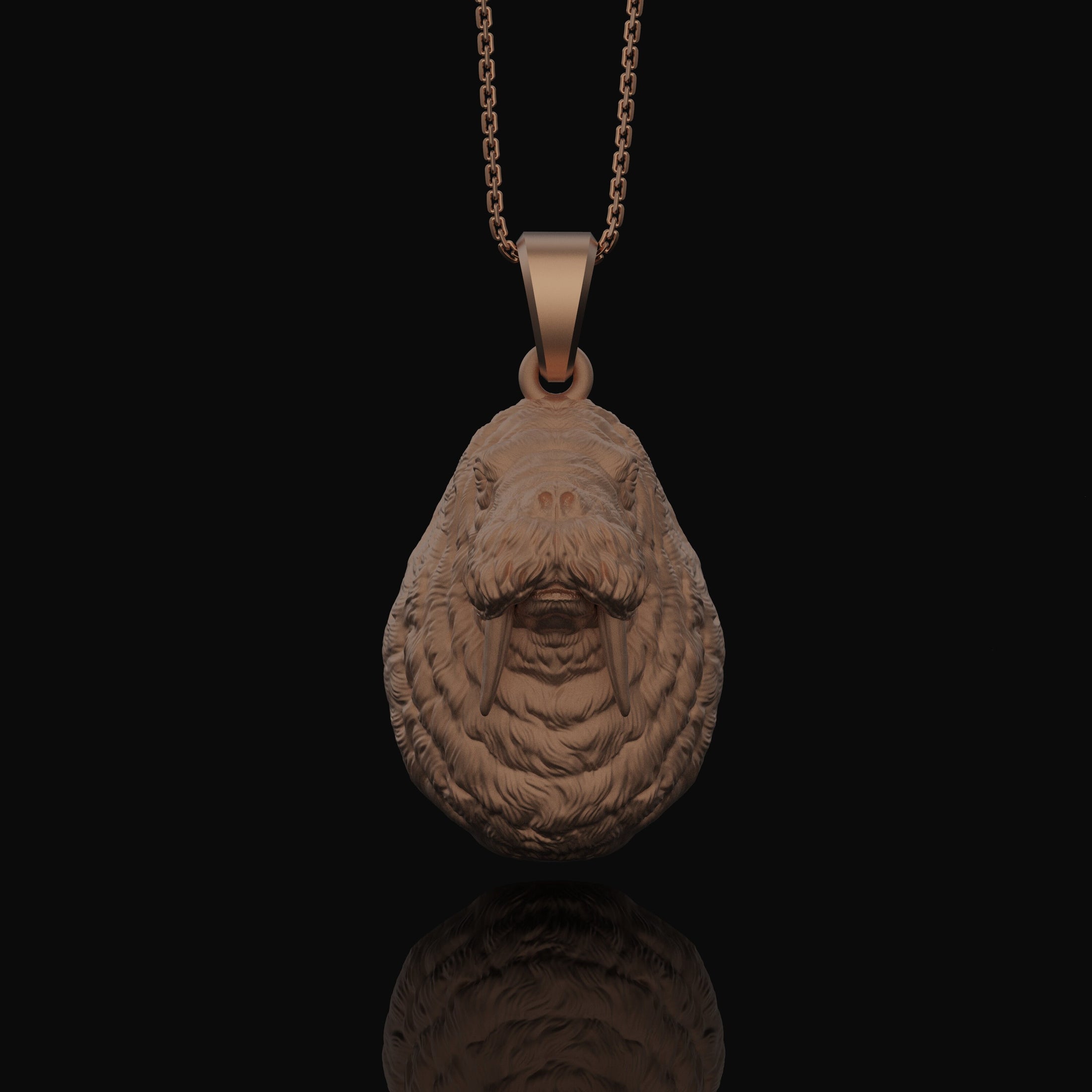 Morse Necklace, Walrus Charm, Arctic Jewelry, Marine Pendant, Sea Mammal, Oceanic, Nautical Gift, Animal Jewelry, Walrus Jewelry Rose Gold Matte