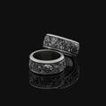 Load image into Gallery viewer, Spinning Hannya Mask Ring, Tri-Color Sterling Silver Engravable, Unique Noh Theater Inspired Bridal Jewelry

