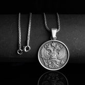 Heraldic Pendant, Two-Headed Eagle, Russian Symbol, Serbian Emblem, Double-Headed Charm, Imperial Necklace, Slavic Heritage, Crest Jewelry