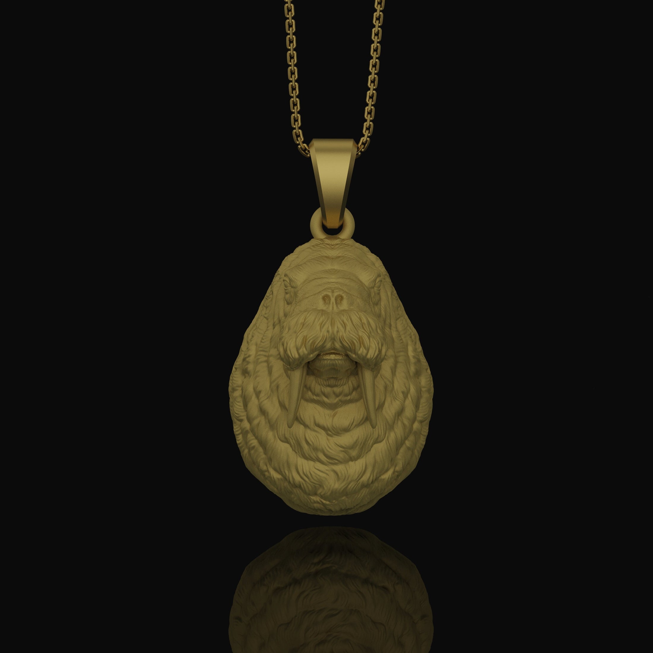 Morse Necklace, Walrus Charm, Arctic Jewelry, Marine Pendant, Sea Mammal, Oceanic, Nautical Gift, Animal Jewelry, Walrus Jewelry Gold Matte