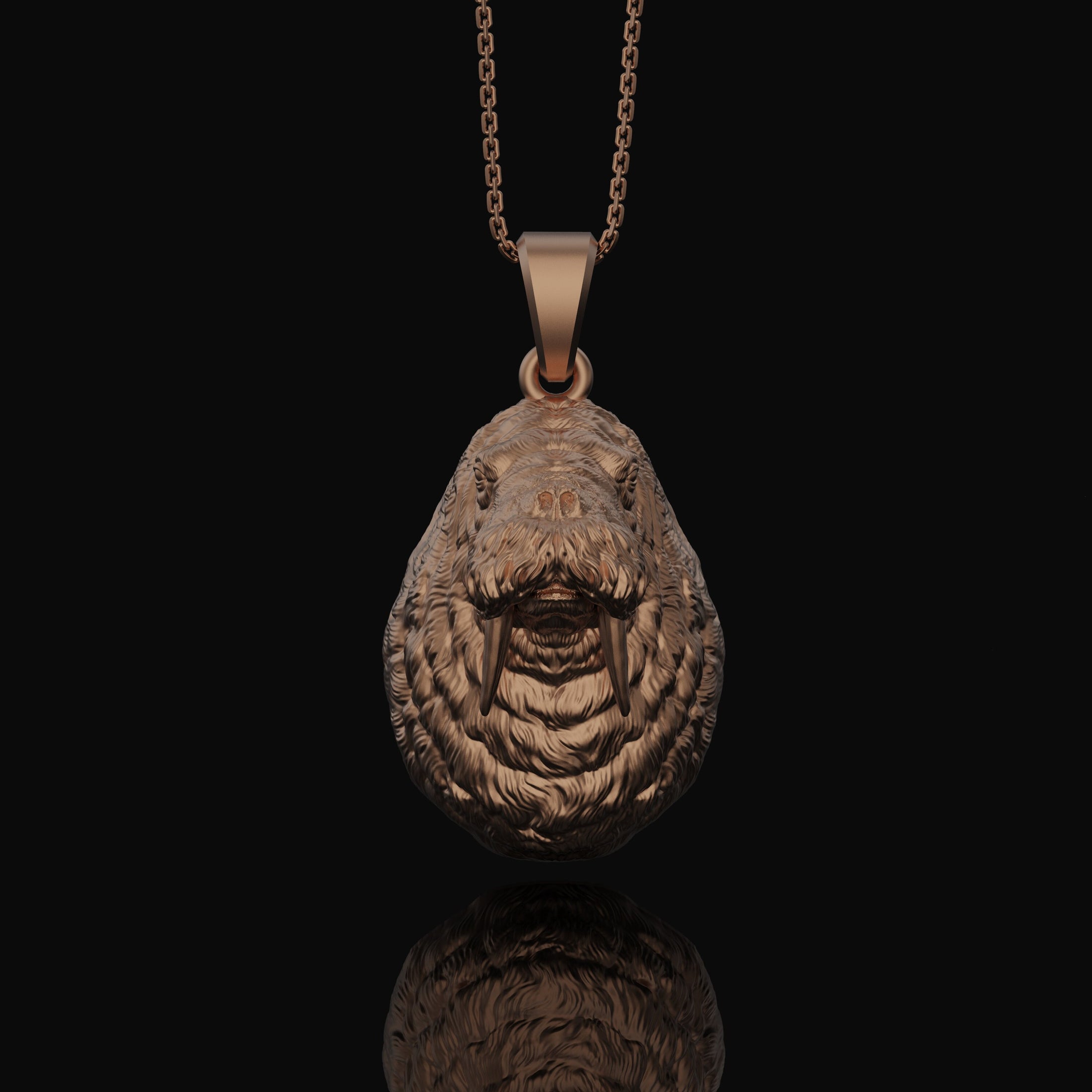 Morse Necklace, Walrus Charm, Arctic Jewelry, Marine Pendant, Sea Mammal, Oceanic, Nautical Gift, Animal Jewelry, Walrus Jewelry Rose Gold Finish