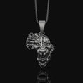 Load image into Gallery viewer, Silver Africa Continent Shaped Lion Head Necklace - Majestic Safari Style Pendant, Elegant Wildlife African Pride Jewelry Oxidized Finish
