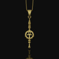 Load image into Gallery viewer, Silver Ankh Key Spear Charm Necklace - Elegant Ancient Egyptian Style, Spiritual Life Symbol, Warrior Inspired Jewelry Gold Finish
