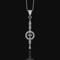 Load image into Gallery viewer, Silver Ankh Key Spear Charm Necklace - Elegant Ancient Egyptian Style, Spiritual Life Symbol, Warrior Inspired Jewelry Polished Matte
