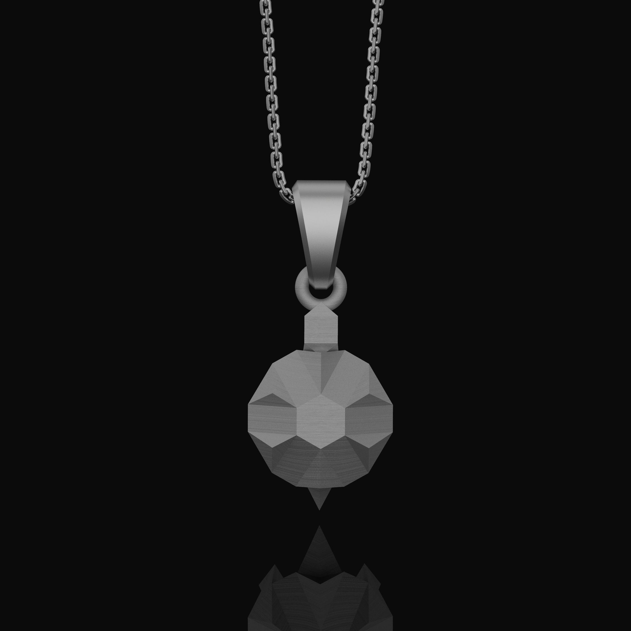 Origami Tortoise Charm Necklace - Silver Geometrical Pendant, Elegant Folded Turtle Design, Unique Artistic Jewelry Polished Matte