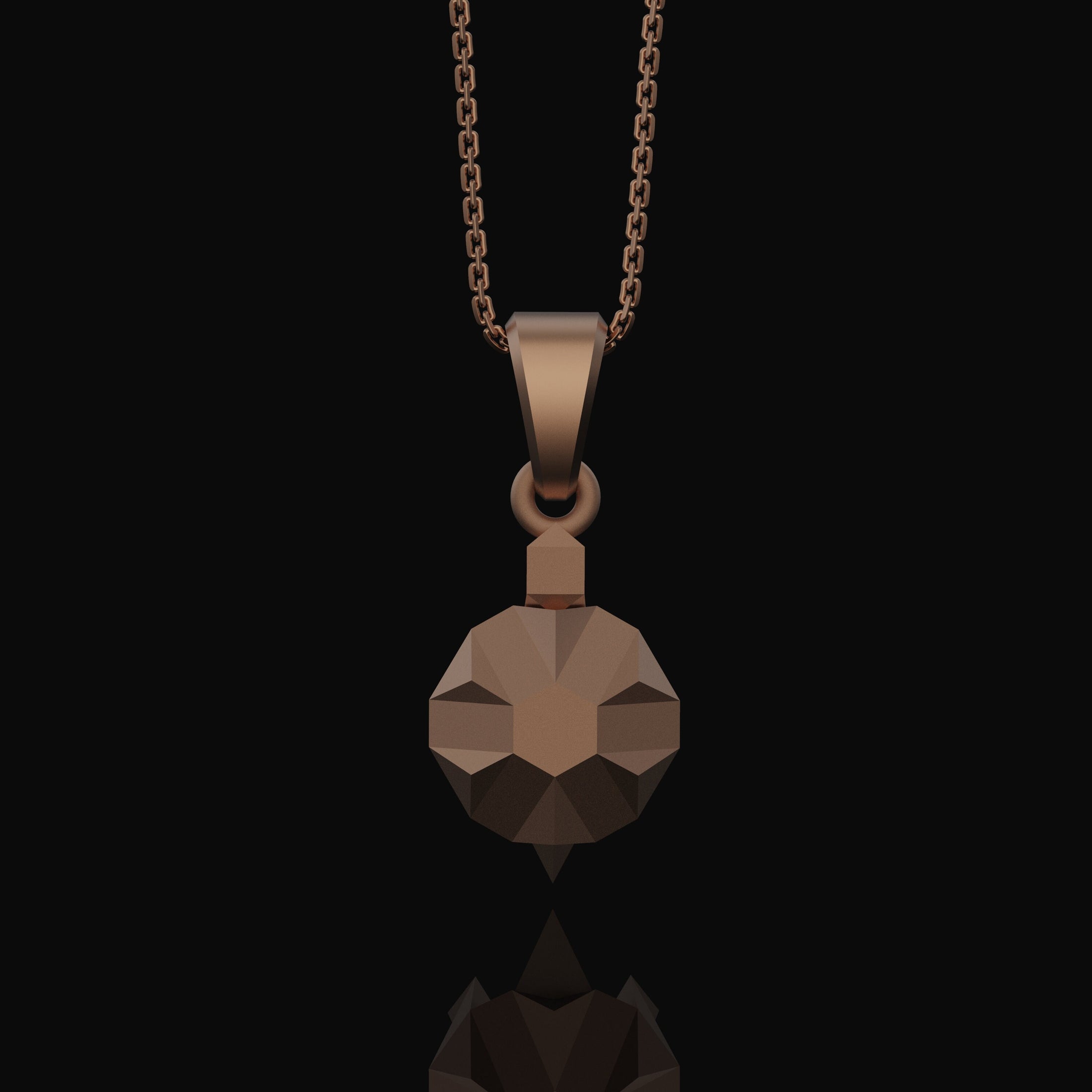 Origami Tortoise Charm Necklace - Silver Geometrical Pendant, Elegant Folded Turtle Design, Unique Artistic Jewelry Rose Gold Matte