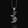 Load image into Gallery viewer, Origami Rabbit Charm Necklace - Elegant Silver Pendant, Chic Folded Bunny Design, Perfect Artistic Gift for Her Oxidized Finish
