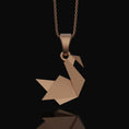 Load image into Gallery viewer, Silver Origami Swan Charm Necklace - Elegant Folded Swan Pendant, Chic and Artistic, Graceful Nature-Inspired Jewelry Rose Gold Finish
