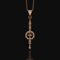 Load image into Gallery viewer, Silver Ankh Key Spear Charm Necklace - Elegant Ancient Egyptian Style, Spiritual Life Symbol, Warrior Inspired Jewelry Rose Gold Matte
