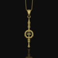 Load image into Gallery viewer, Silver Ankh Key Spear Charm Necklace - Elegant Ancient Egyptian Style, Spiritual Life Symbol, Warrior Inspired Jewelry Gold Matte

