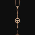 Load image into Gallery viewer, Silver Ankh Key Spear Charm Necklace - Elegant Ancient Egyptian Style, Spiritual Life Symbol, Warrior Inspired Jewelry Rose Gold Finish
