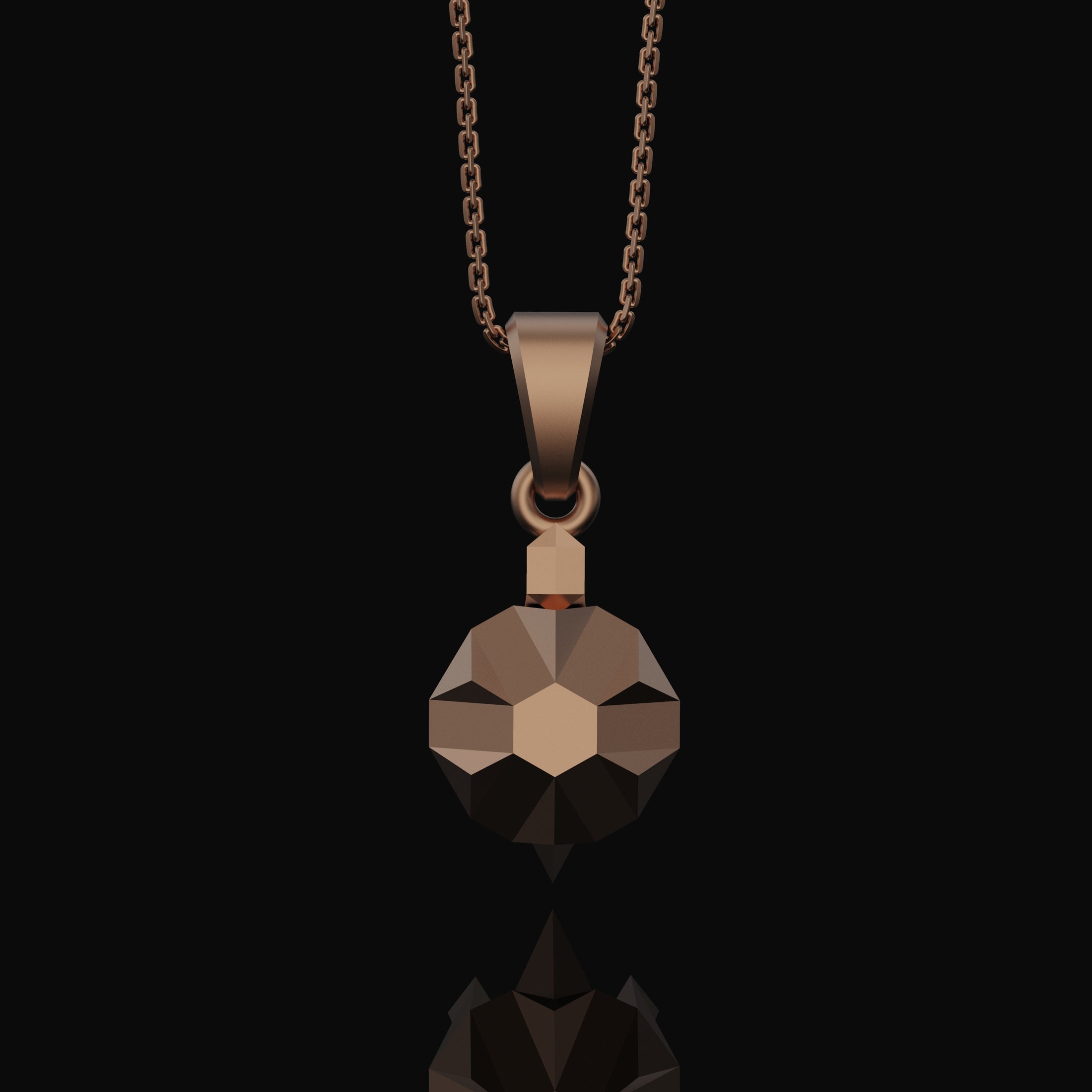 Origami Tortoise Charm Necklace - Silver Geometrical Pendant, Elegant Folded Turtle Design, Unique Artistic Jewelry Rose Gold Finish
