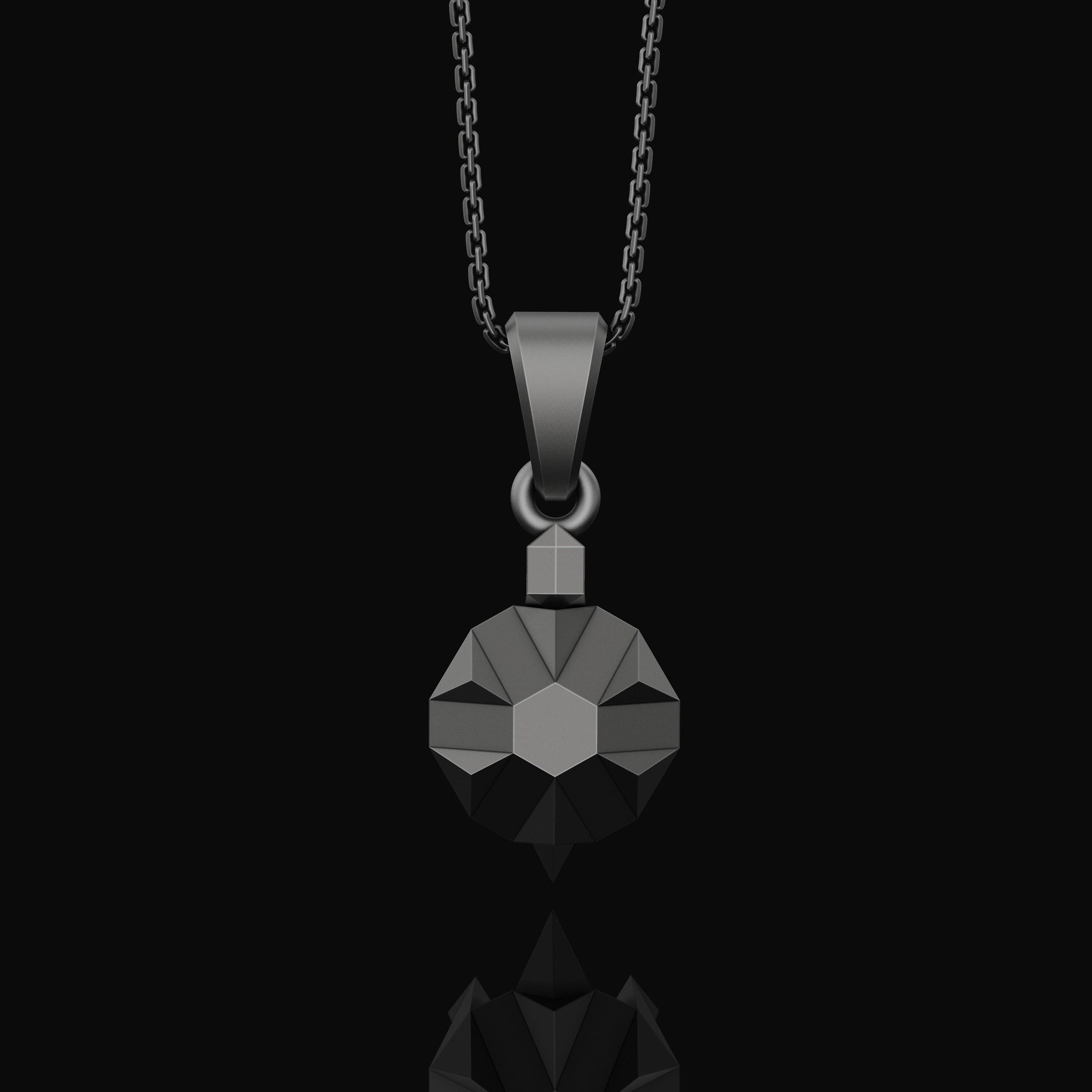 Origami Tortoise Charm Necklace - Silver Geometrical Pendant, Elegant Folded Turtle Design, Unique Artistic Jewelry Oxidized Finish