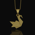 Load image into Gallery viewer, Silver Origami Swan Charm Necklace - Elegant Folded Swan Pendant, Chic and Artistic, Graceful Nature-Inspired Jewelry Gold Matte
