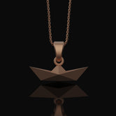 Origami Boat Pendant - Chic Geometrical Silver Necklace, Elegant Folded Boat Design, Perfect Gift for Origami Lovers