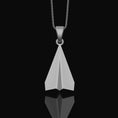 Load image into Gallery viewer, Origami Airplane Pendant - Elegant Geometrical Aviator Necklace, Chic Pilot Gift, Artistic Silver Aircraft Jewelry
