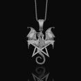 Load image into Gallery viewer, Pentagram Dragon Necklace - Wiccan Gothic Dragon Pendant, Starry Pentacle Charm, Mystical Dragon Jewelry, Enchanted Amulet
