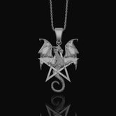 Pentagram Dragon Necklace - Wiccan Gothic Dragon Pendant, Starry Pentacle Charm, Mystical Dragon Jewelry, Enchanted Amulet
