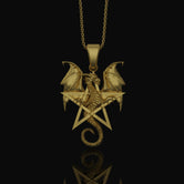 Pentagram Dragon Necklace - Wiccan Gothic Dragon Pendant, Starry Pentacle Charm, Mystical Dragon Jewelry, Enchanted Amulet