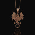Load image into Gallery viewer, Pentagram Dragon Necklace - Wiccan Gothic Dragon Pendant, Starry Pentacle Charm, Mystical Dragon Jewelry, Enchanted Amulet
