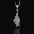 Load image into Gallery viewer, Silver Hanging Bat Necklace - Elegant Gothic Bat Pendant, Spooky Nocturnal Creature Charm, Vampire Inspired Dark Style Jewelry
