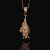 Silver Hanging Bat Necklace - Elegant Gothic Bat Pendant, Spooky Nocturnal Creature Charm, Vampire Inspired Dark Style Jewelry