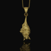 Silver Hanging Bat Necklace - Elegant Gothic Bat Pendant, Spooky Nocturnal Creature Charm, Vampire Inspired Dark Style Jewelry