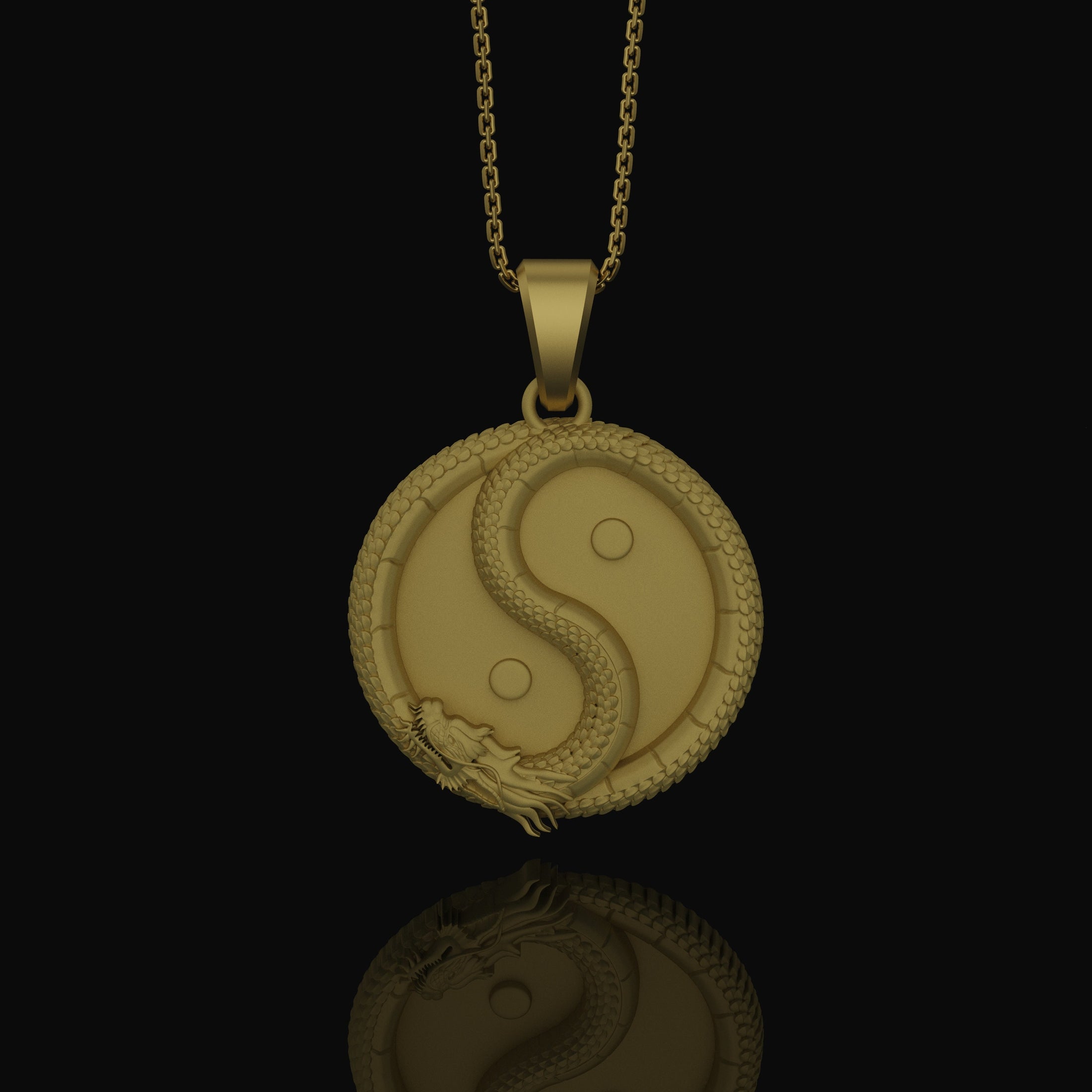 Silver Jade Dragon Yin Yang Pendant - Oriental Harmony Balance, Mystic Taoist Necklace, Spiritual Zen Dragon Eastern Jewelry