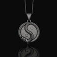 Bild in Galerie-Betrachter laden, Silver Jade Dragon Yin Yang Pendant - Oriental Harmony Balance, Mystic Taoist Necklace, Spiritual Zen Dragon Eastern Jewelry

