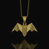 Silver Origami Bat Necklace - Unique Gothic Nocturnal Pendant, Elegant Folded Bat Charm, Perfect Dark Style Gift for Him