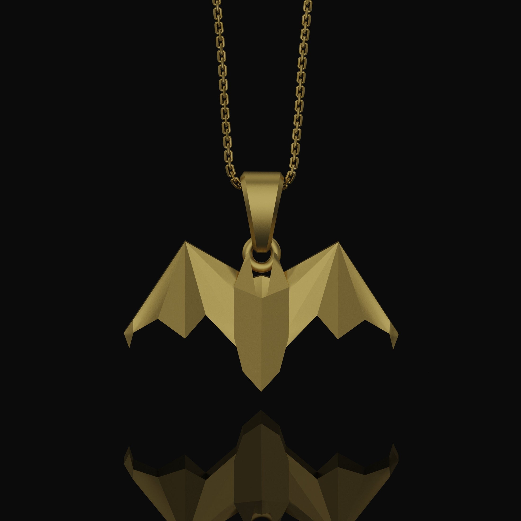 Silver Origami Bat Necklace - Unique Gothic Nocturnal Pendant, Elegant Folded Bat Charm, Perfect Dark Style Gift for Him