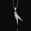 Load image into Gallery viewer, Origami Parrot Necklace - Silver Pendant, Artistic Tropical Bird Charm, Elegant Nature Inspired Gift for Men and Women

