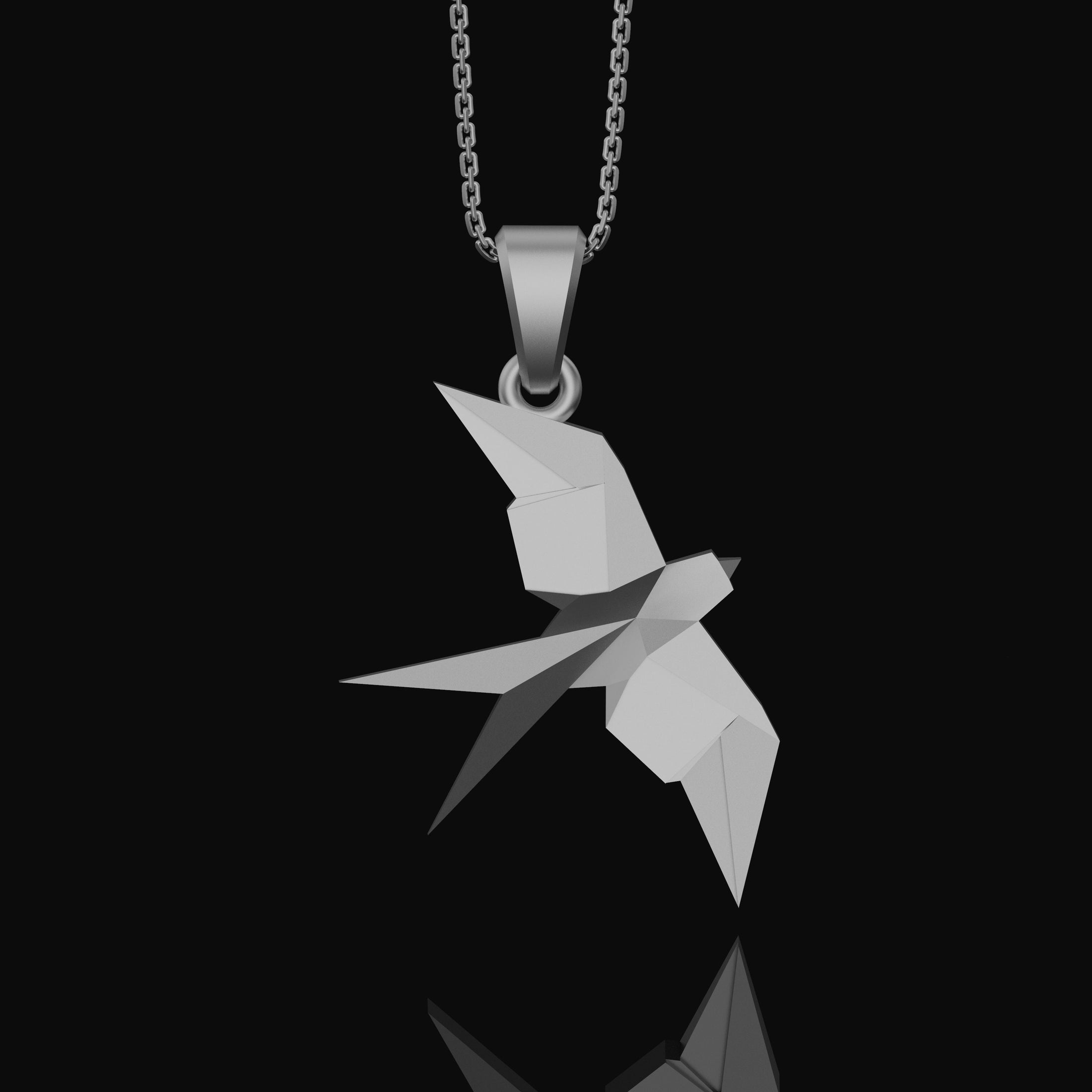 Silver Origami Swallow Necklace - Elegant Folded Bird Pendant, Artistic Nature Jewelry, Perfect Delicate Gift for Her