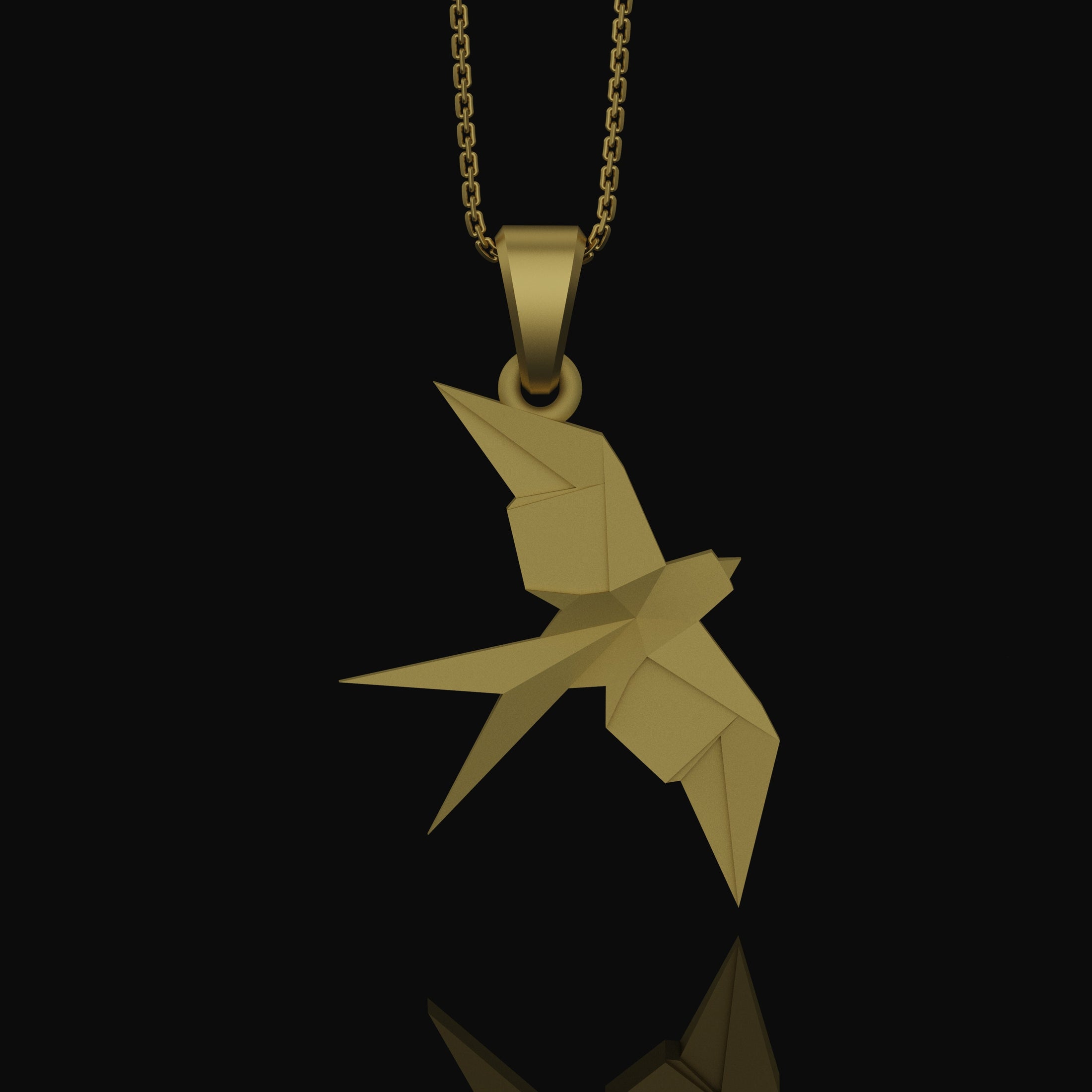 Silver Origami Swallow Necklace - Elegant Folded Bird Pendant, Artistic Nature Jewelry, Perfect Delicate Gift for Her