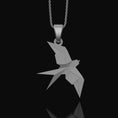 Load image into Gallery viewer, Silver Origami Swallow Necklace - Elegant Folded Bird Pendant, Artistic Nature Jewelry, Perfect Delicate Gift for Her
