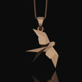 Load image into Gallery viewer, Silver Origami Swallow Necklace - Elegant Folded Bird Pendant, Artistic Nature Jewelry, Perfect Delicate Gift for Her
