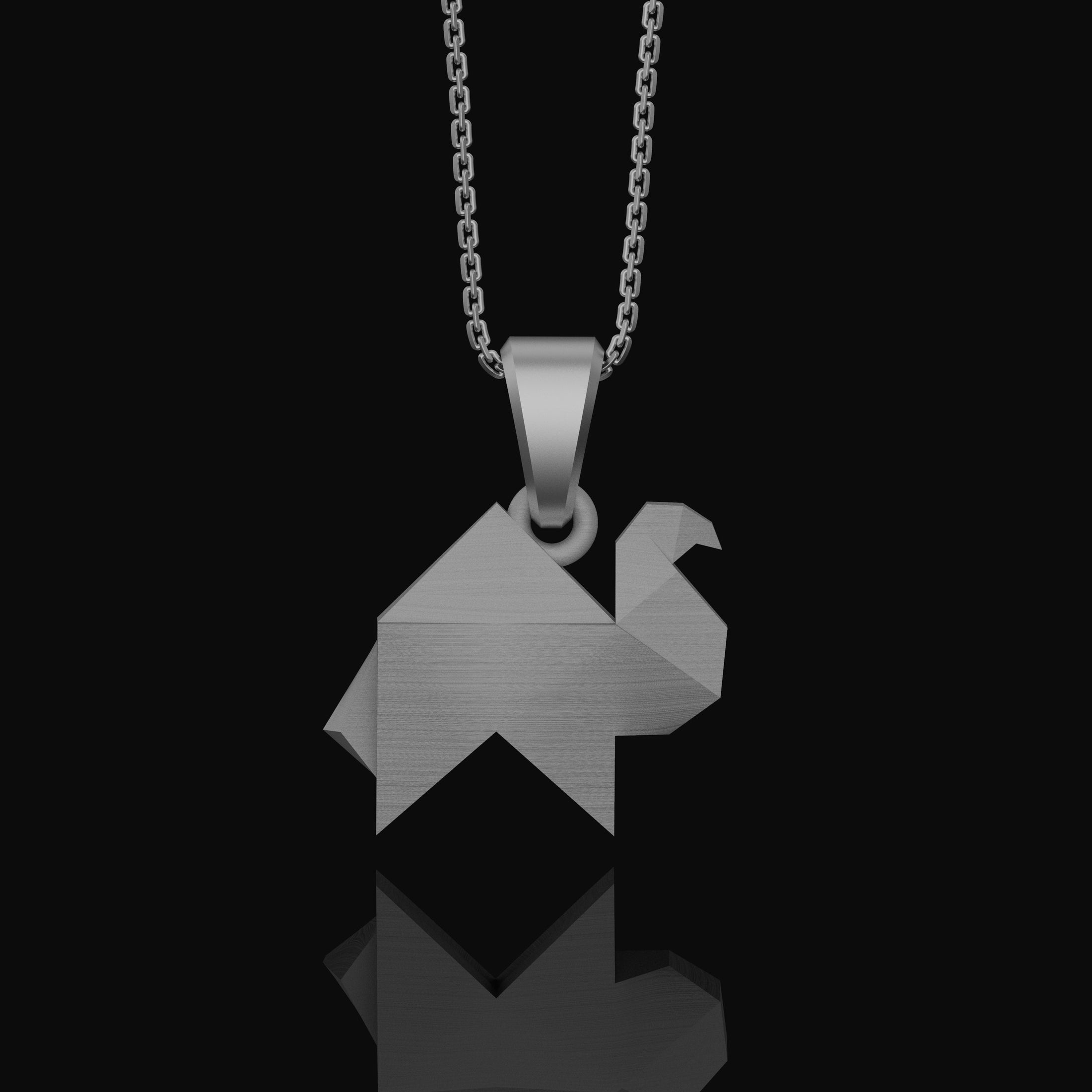 Silver Origami Camel Necklace - Elegant Folded Camel Pendant, Artistic Desert Inspired Jewelry, Unique Chic Safari Style