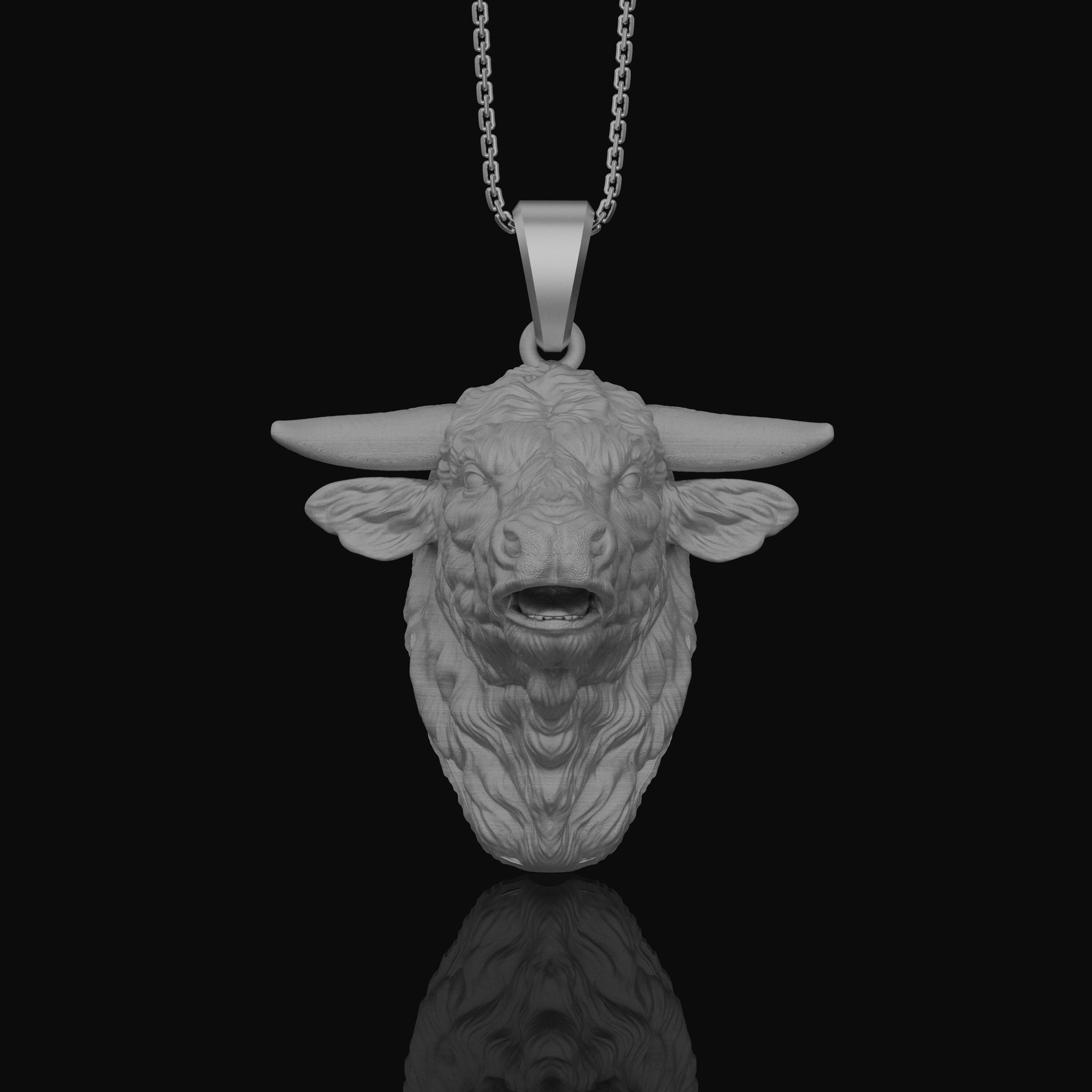 Silver Buffalo Head Necklace - Elegant Bison Head Pendant, Rustic Wildlife Jewelry, Nature Inspired Western Style Accessory