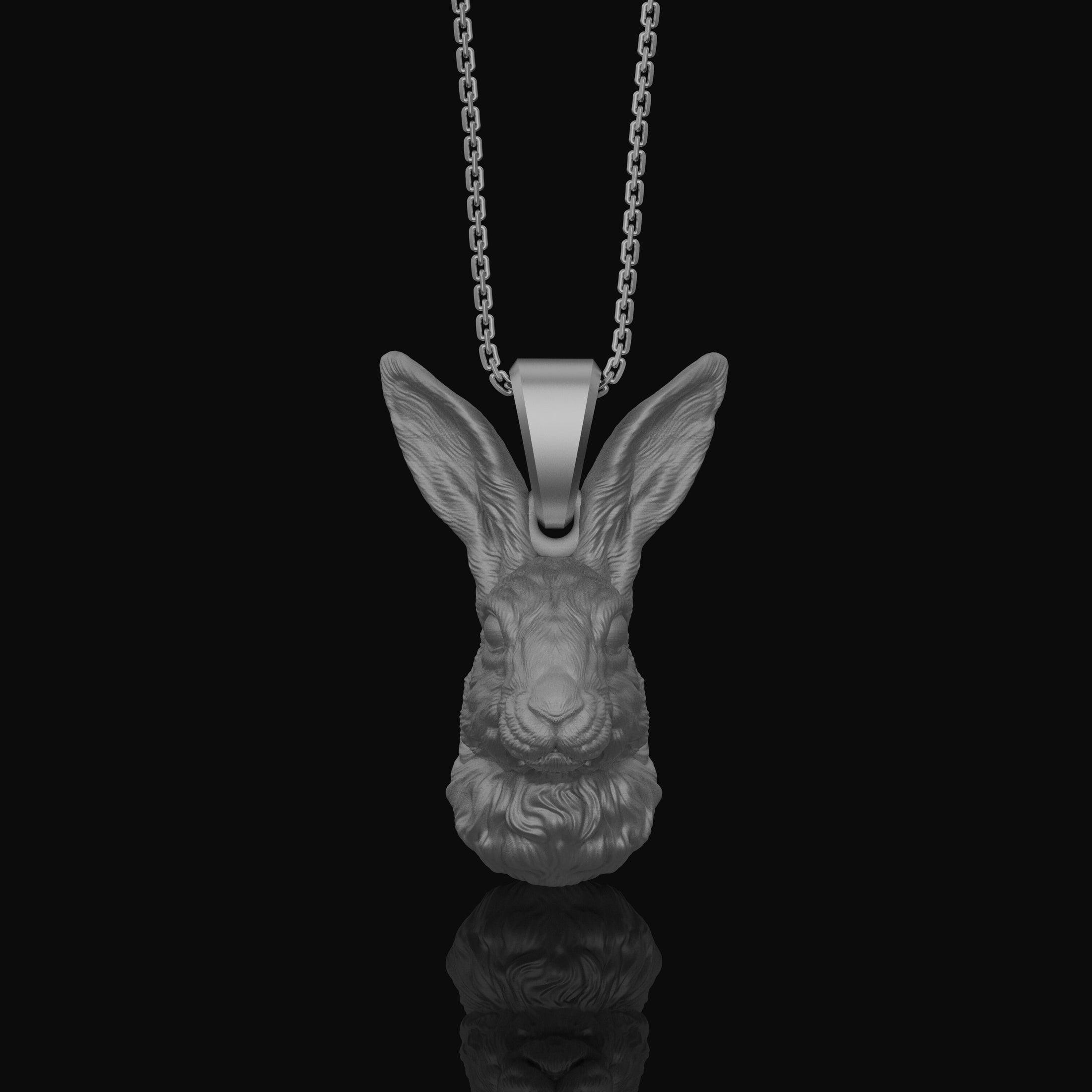 Silver Rabbit Head Necklace - Elegant Bunny Pendant, Whimsical Woodland Animal Charm, Cute and Nature-Inspired Rabbit Jewelry
