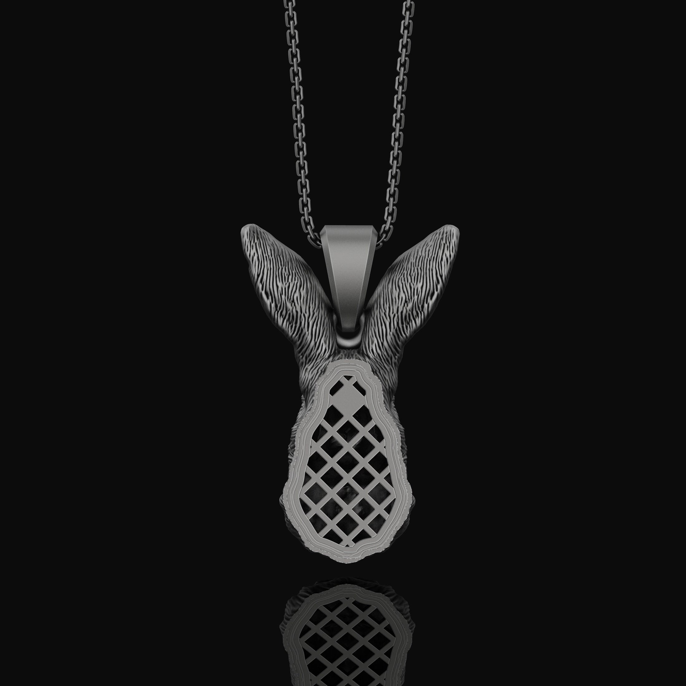 Silver Rabbit Head Necklace - Elegant Bunny Pendant, Whimsical Woodland Animal Charm, Cute and Nature-Inspired Rabbit Jewelry