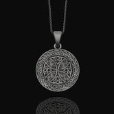 Silver Celtic Knot Medallion - Intricate Gaelic Knot Pendant, Traditional Irish Celtic Jewelry, Mystic Eternal Knot Charm