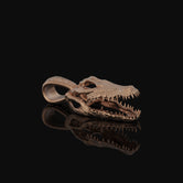 Silver Crocodile Head Skull Necklace - Gothic Lizard Pendant, Menacing Reptile Charm, Dark Style Exotic Predator Gift